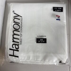 Harmony Table Top Coordinates 4 White Cloth 17"x17" Napkins NEW USA